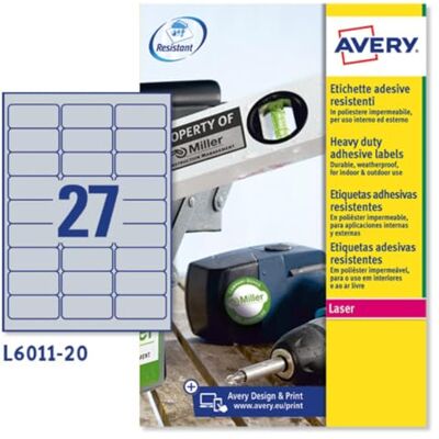 Etiquetas de poliéster láser plateadas Avery L6011-20 - Etiquetas Etiquetas de poliéster láser plateadas Avery L6011-20 - Etiquetas