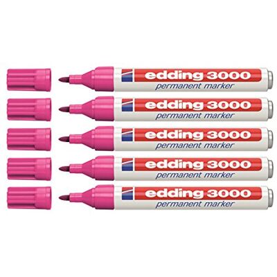 Edding Marcador permanente, 3000, 2 – 3 mm, color Pink (Rosa) Edding Marcador permanente, 3000, 2 – 3 mm, color Pink (Rosa)