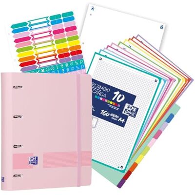 Oxford , Europeanbinder Polyfoam, Archivador de 4 anillas A4+, Live&Go, Incluye Recambio Cuadrícula 5X5, 160 hojas, Pizarra Write&Erase, Separadores y Pegatinas, Color Rosa Oxford , Europeanbinder Polyfoam, Archivador de 4 anillas A4+, Live&Go, Incluye Recambio Cuadrícula 5X5, 160 hojas, Pizarra Write&Erase, Separadores y Pegatinas, Color Rosa