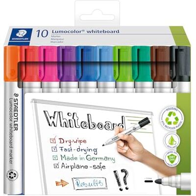 STAEDTLER Lumocolor C10 Rotulador para pizarra blanca, punta redonda, 2,0 mm (paquete de 10 marcadores) STAEDTLER Lumocolor C10 Rotulador para pizarra blanca, punta redonda, 2,0 mm (paquete de 10 marcadores)