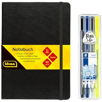 Idena Staedtler Triplus Mobile Office Cuaderno (A5, 192 páginas, en blanco, incluye lápiz mecánico y rotulador) Idena Staedtler Triplus Mobile Office Cuaderno (A5, 192 páginas, en blanco, incluye lápiz mecánico y rotulador)
