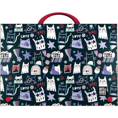 Grafoplas Maletin Escolar con Asa y Cierre de Broche, Tamaño Folio, 24,5x34,5x4 cm, Polipropileno, Miau Bits & Bobs, Perfecto para tus Clases Extra Escolares Grafoplas Maletin Escolar con Asa y Cierre de Broche, Tamaño Folio, 24,5x34,5x4 cm, Polipropileno, Miau Bits & Bobs, Perfecto para tus Clases Extra Escolares