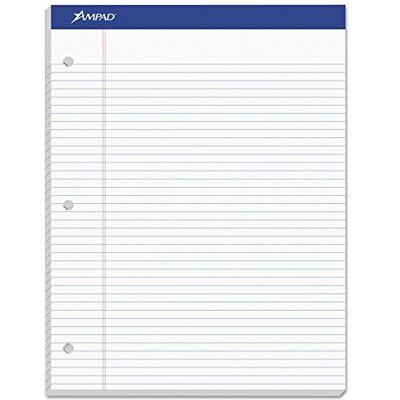 Ampad Double Sheet Writing Pads, Narrow Ruled, 8,5 x 11,75 pulgadas, papel blanco, 100 hojas por almohadilla () Ampad Double Sheet Writing Pads, Narrow Ruled, 8,5 x 11,75 pulgadas, papel blanco, 100 hojas por almohadilla ()