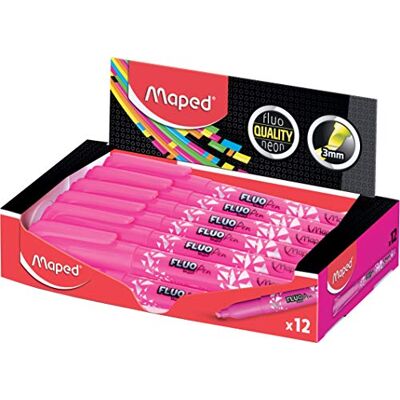 Maped – Caja de 12 rotuladores fluorescentes Peps Pen, color rosa – Formato bolígrafo ideal para el estuche. Maped – Caja de 12 rotuladores fluorescentes Peps Pen, color rosa – Formato bolígrafo ideal para el estuche.