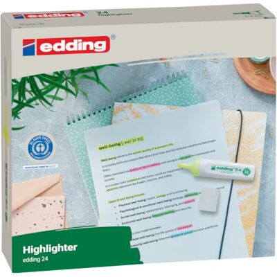 Edding 24-005 Caja con 10 Subrayadores Fluorescentes Punta Biselada 2-5 mm Amarillo Edding 24-005 Caja con 10 Subrayadores Fluorescentes Punta Biselada 2-5 mm Amarillo