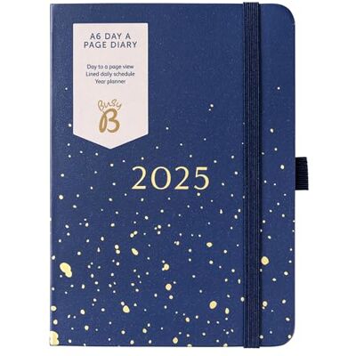 Busy B Agenda diaria de enero a diciembre 2025 Spray Azul Marino Planificador A6 compacto con páginas alineadas, notas y planificador anual Busy B Agenda diaria de enero a diciembre 2025 Spray Azul Marino Planificador A6 compacto con páginas alineadas, notas y planificador anual