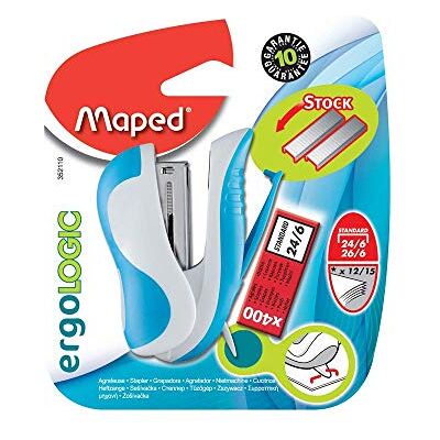 Maped Grapadora de Oficina Ergologic Mini 26/6 Grapadora Manual Zona de Apoyo Blanda Compatible con Grapas 24/6 y 26/6 Profundidad de Grapado de 27 mm 3 Colores Maped Grapadora de Oficina Ergologic Mini 26/6 Grapadora Manual Zona de Apoyo Blanda Compatible con Grapas 24/6 y 26/6 Profundidad de Grapado de 27 mm 3 Colores
