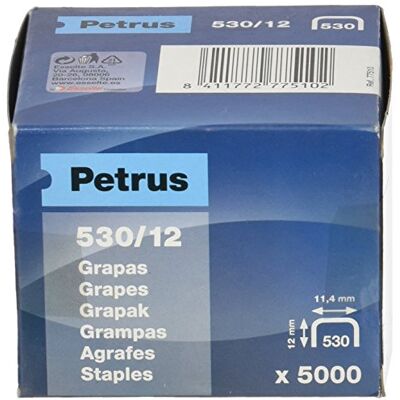 Petrus Caja 5000 ud. grapas cobreadas modelo 530/12 mm Petrus Caja 5000 ud. grapas cobreadas modelo 530/12 mm