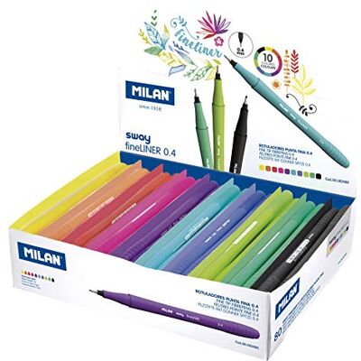 MILAN Caja Expositora 80 Rotuladores Punta Fina SWAY Fineliner 0.4 mm MILAN Caja Expositora 80 Rotuladores Punta Fina SWAY Fineliner 0.4 mm