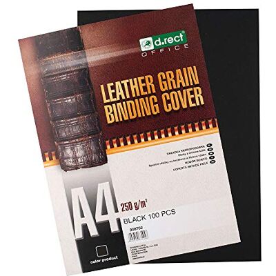 D.RECT Portadas para encuadernar de cartón 250 gr/m2, extra rígido, A4, negro, paquete de 100 unidades, con estructura de pie, D.RECT Portadas para encuadernar de cartón 250 gr/m2, extra rígido, A4, negro, paquete de 100 unidades, con estructura de pie,