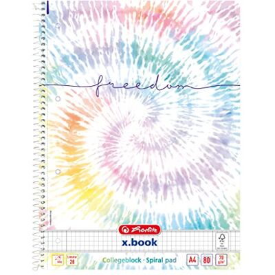 herlitz Cuaderno de espiral A4, 80 hojas, cuadriculado (28 rayas) New Batic Freedom Paquete de 1 herlitz Cuaderno de espiral A4, 80 hojas, cuadriculado (28 rayas) New Batic Freedom Paquete de 1