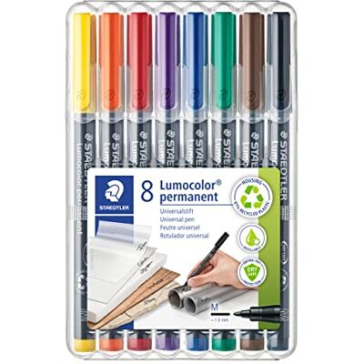 STAEDTLER - Estuche 8 rotuladores Retro Permanente con Punta Media, Color Negro/Transparente, (317WP8) STAEDTLER - Estuche 8 rotuladores Retro Permanente con Punta Media, Color Negro/Transparente, (317WP8)