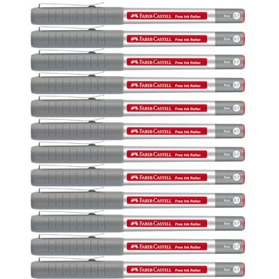 Faber-Castell Rotulador de tinta Free Ink rojo, 12 rotuladores de 0,2 mm, rotulador de tinta resistente a la luz Faber-Castell Rotulador de tinta Free Ink rojo, 12 rotuladores de 0,2 mm, rotulador de tinta resistente a la luz