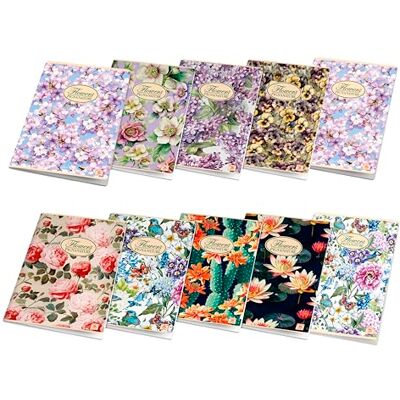 Pigna , Cuaderno Maxi Flores de la Naturaleza, A4 21x29,7 cm, interior 0C, pautado con margen, 80 g/m², Papel reciclado, temas surtidos, 10 Pigna , Cuaderno Maxi Flores de la Naturaleza, A4 21x29,7 cm, interior 0C, pautado con margen, 80 g/m², Papel reciclado, temas surtidos, 10