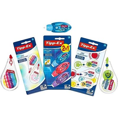 BIC Tipp-Ex Correction Juego de cintas correctoras con 5 mini Pocket Mouse (2 decoraciones a juego y 3 colores elegantes) y 3 Micro Tape Twist Colores surtidos, 8 unidades BIC Tipp-Ex Correction Juego de cintas correctoras con 5 mini Pocket Mouse (2 decoraciones a juego y 3 colores elegantes) y 3 Micro Tape Twist Colores surtidos, 8 unidades