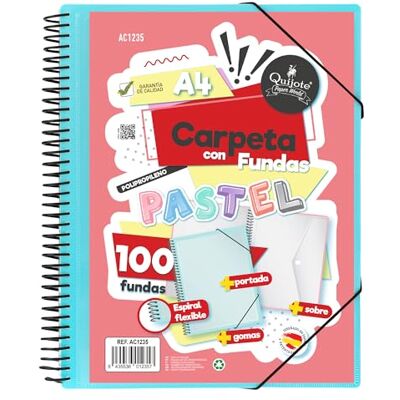 Starplast Carpeta Con Fundas Espiral Flexible 00 fundas transparentes, A4, cierre elástico, tapa polipropileno, portada personalizable, para uso Escolar y Oficina color Azul Pastel Starplast Carpeta Con Fundas Espiral Flexible 00 fundas transparentes, A4, cierre elástico, tapa polipropileno, portada personalizable, para uso Escolar y Oficina color Azul Pastel