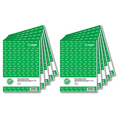 Sigel A5 contabilidad financiera informe/inventario, 10 pedazos de 50 hojas Sigel A5 contabilidad financiera informe/inventario, 10 pedazos de 50 hojas
