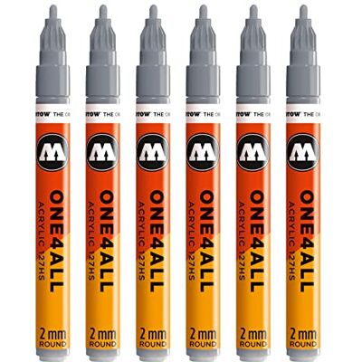 Molotow One4All 127HS #225 Rotulador, 6 unidades, 2 mm, color cool grau pastell 2 mm Molotow One4All 127HS #225 Rotulador, 6 unidades, 2 mm, color cool grau pastell 2 mm