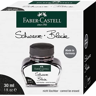 Faber-Castell Botella de tinta de 30 ml, negro brillante Faber-Castell Botella de tinta de 30 ml, negro brillante