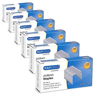 Rapesco Confección Business: Grapas Galvanizadas 24/6mm (No.16), 6 Cajas de 5000 Rapesco Confección Business: Grapas Galvanizadas 24/6mm (No.16), 6 Cajas de 5000