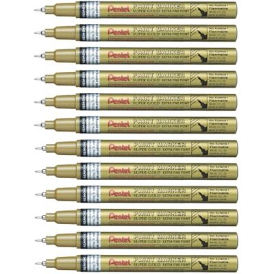 Pentel Marcador permanente Paint Marker. Punta media. Tinta en color oro. Pentel Marcador permanente Paint Marker. Punta media. Tinta en color oro.