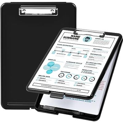 Amazon Basics Portapapeles de plástico con almacenamiento, negro, 2 unidades Amazon Basics Portapapeles de plástico con almacenamiento, negro, 2 unidades