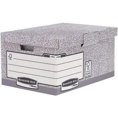 Bankers Box System Maxi contenedor de archivos automático con tapa fija, gris Bankers Box System Maxi contenedor de archivos automático con tapa fija, gris