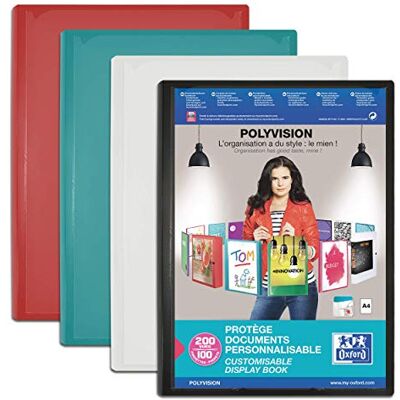Oxford Elba Polyvision Portafolio personalizable con fundas de polipropileno A4, opaco, color aleatorio, color Assorti: bleu, vert, rose, noir, blanc 200 vues Oxford Elba Polyvision Portafolio personalizable con fundas de polipropileno A4, opaco, color aleatorio, color Assorti: bleu, vert, rose, noir, blanc 200 vues