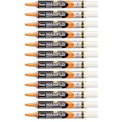 Pentel MWL5S 12 rotuladores de borrado en seco para pizarra blanca, punta biselada, tinta líquida, color amarillo Pentel MWL5S 12 rotuladores de borrado en seco para pizarra blanca, punta biselada, tinta líquida, color amarillo