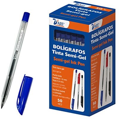 ART Caja de bolígrafos con semigel, 50 unidades, 1 mm, color azul ART Caja de bolígrafos con semigel, 50 unidades, 1 mm, color azul