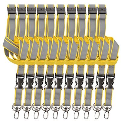 Djois by Tarifold –Cordón Cintas Colgantes Reflectantes para Tarjetas de Identificación, Cierre de seguridad cuello y Doble accesorio Tarjeta y Llaves desmontable, Amarillo/Gris 55cm, 10u. Djois by Tarifold –Cordón Cintas Colgantes Reflectantes para Tarjetas de Identificación, Cierre de seguridad cuello y Doble accesorio Tarjeta y Llaves desmontable, Amarillo/Gris 55cm, 10u.