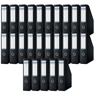 OFFICER PRODUCTS DONAU Archivador de cartón (25 unidades, 25 unidades, hasta 750 hojas, para oficina, escuela y hogar, para guardar documentos en formato A4), color negro OFFICER PRODUCTS DONAU Archivador de cartón (25 unidades, 25 unidades, hasta 750 hojas, para oficina, escuela y hogar, para guardar documentos en formato A4), color negro