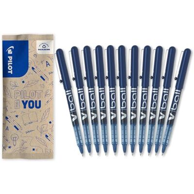 PILOT Caja de 10 + 1 de Regalo V-Ball 05 Rollers de Tinta Líquida Escritura Fluida y Precisa Secado Rápido Azul Punta Fina PILOT Caja de 10 + 1 de Regalo V-Ball 05 Rollers de Tinta Líquida Escritura Fluida y Precisa Secado Rápido Azul Punta Fina
