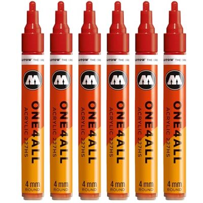 Molotow One4All 227HS Rotulador acrílico (grosor de trazo de 4,0 mm, altamente opaco y permanente, secado rápido, recargable, para casi todas las superficies), 6 unidades, color rojo frambuesa 245 Molotow One4All 227HS Rotulador acrílico (grosor de trazo de 4,0 mm, altamente opaco y permanente, secado rápido, recargable, para casi todas las superficies), 6 unidades, color rojo frambuesa 245