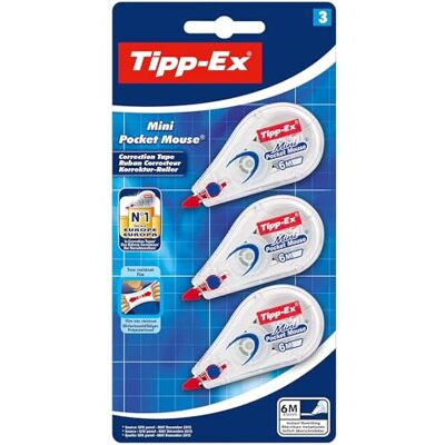 Tipp-Ex Mini Pocket Mouse Cintas Correctoras Corrector de Bolígrafos 6 m x 5 mm Blíster de 3 Tipp-Ex Mini Pocket Mouse Cintas Correctoras Corrector de Bolígrafos 6 m x 5 mm Blíster de 3