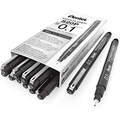 Pentel Rotulador Pointliner calibrado pigmentado. Punta de 0,1mm. Pack de 12 Pentel Rotulador Pointliner calibrado pigmentado. Punta de 0,1mm. Pack de 12
