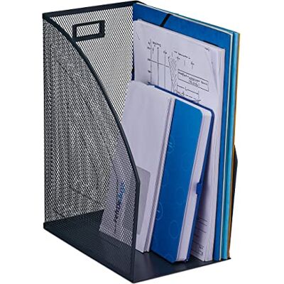 Relaxdays Archivador, DIN A4, Diseño de Rejilla, 32x16x24,5 cm, Oficina y Despacho, Organizador de Pie, Metal, Antracita Relaxdays Archivador, DIN A4, Diseño de Rejilla, 32x16x24,5 cm, Oficina y Despacho, Organizador de Pie, Metal, Antracita