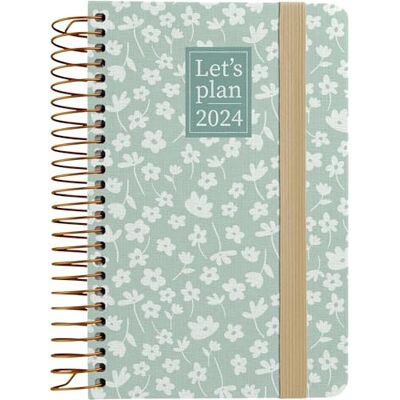 Grafoplas Agenda Anual 2024 A6 Diseño Jasmine Español Semana Vista 10, 5x14, 9cm Con Espiral Tapa Dura Forrada en Tela Impresa Cierre Elástico Perfecta para Gestionar tu Tiempo Grafoplas Agenda Anual 2024 A6 Diseño Jasmine Español Semana Vista 10, 5x14, 9cm Con Espiral Tapa Dura Forrada en Tela Impresa Cierre Elástico Perfecta para Gestionar tu Tiempo