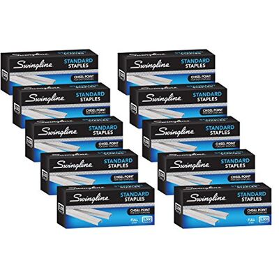 Swingline Grapas, estándar, 1/4 pulgadas de longitud, 210/tira, 5000/caja, paquete de 10 (). El embalaje puede variar Swingline Grapas, estándar, 1/4 pulgadas de longitud, 210/tira, 5000/caja, paquete de 10 (). El embalaje puede variar