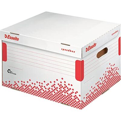 Esselte Archiv-Klappdeckelbox SPEEDBOX, für Ordner, weiß/rot Esselte Archiv-Klappdeckelbox SPEEDBOX, für Ordner, weiß/rot