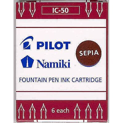PILOT Caja de 6 cartuchos de tinta NAMIKI para pluma CAPLESS pluma IC-50 color SEPIA PILOT Caja de 6 cartuchos de tinta NAMIKI para pluma CAPLESS pluma IC-50 color SEPIA