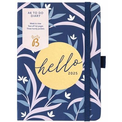 Busy B Agenda semanal 2025 Floral Azul Marino Diario A6 compacto con listas de tareas y páginas para anotaciones, 3 bolsillos y planificador anual Busy B Agenda semanal 2025 Floral Azul Marino Diario A6 compacto con listas de tareas y páginas para anotaciones, 3 bolsillos y planificador anual
