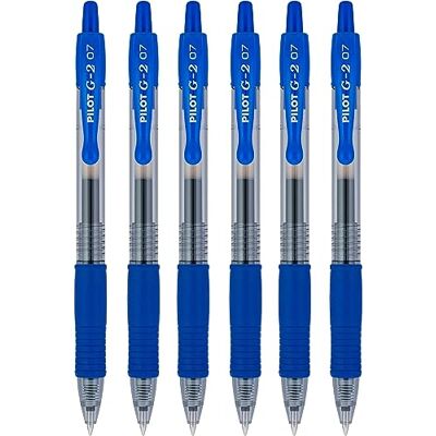 PILOT Pen G2 07 Bolígrafo de tinta de gel (0,7 mm, punta de 0,39 mm, ancho de línea de 0,39 mm, rellenable, bl-g2-7, 6 unidades), color azul PILOT Pen G2 07 Bolígrafo de tinta de gel (0,7 mm, punta de 0,39 mm, ancho de línea de 0,39 mm, rellenable, bl-g2-7, 6 unidades), color azul