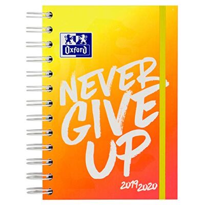 Oxford Agenda escolar «Never Give Up» Neon, 12 x 18 cm, 1 día por página, 160 hojas con espiral doble compatible con Scribzee, color naranja Oxford Agenda escolar «Never Give Up» Neon, 12 x 18 cm, 1 día por página, 160 hojas con espiral doble compatible con Scribzee, color naranja