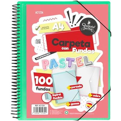 Starplast Carpeta Con Fundas Espiral Flexible 00 fundas transparentes, A4, cierre elástico, tapa polipropileno, portada personalizable, para uso Escolar y Oficina color Verde Pastel Starplast Carpeta Con Fundas Espiral Flexible 00 fundas transparentes, A4, cierre elástico, tapa polipropileno, portada personalizable, para uso Escolar y Oficina color Verde Pastel