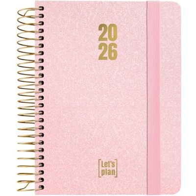 Grafoplas Agenda 2026 Semana Vista a6, Español, Metallic Rosa, Incluye Pegatinas, Tapa Dura Forrada Tela Metalizado, Espiral, Cierre Elástico, De Enero a Diciembre, FSC, 120 Páginas para Planificar Grafoplas Agenda 2026 Semana Vista a6, Español, Metallic Rosa, Incluye Pegatinas, Tapa Dura Forrada Tela Metalizado, Espiral, Cierre Elástico, De Enero a Diciembre, FSC, 120 Páginas para Planificar