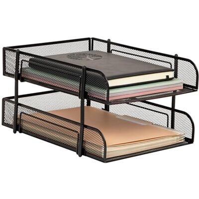 Mind Reader 2 bandejas apilables para cartas, escritorio, soporte para documentos, almacenamiento de revistas, organizador de archivos de escritorio Mind Reader 2 bandejas apilables para cartas, escritorio, soporte para documentos, almacenamiento de revistas, organizador de archivos de escritorio