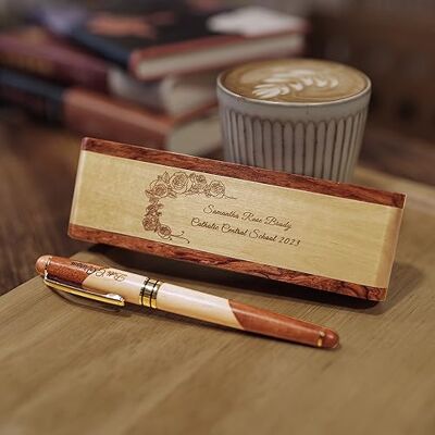 Generic Personalizado Bolígrafo de madera hecho a mano,con grabado de Caja de regalo comercial de (Jardin de lune) Generic Personalizado Bolígrafo de madera hecho a mano,con grabado de Caja de regalo comercial de (Jardin de lune)