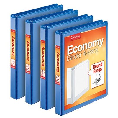 Cardinal Economy 3 Ring Binder, 1 Inch, Presentation View, Blue, Holds 225 Sheets, Nonstick, PVC Free, 4 Pack of Binders () Cardinal Economy 3 Ring Binder, 1 Inch, Presentation View, Blue, Holds 225 Sheets, Nonstick, PVC Free, 4 Pack of Binders ()
