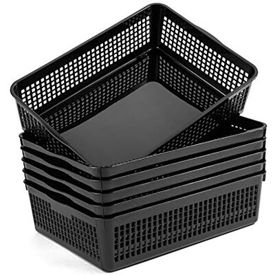Aebeky Bandejas de almacenamiento de papel de plástico tamaño A4, cestas organizadoras de archivos de escritorio, 6 paquetes (negro) Aebeky Bandejas de almacenamiento de papel de plástico tamaño A4, cestas organizadoras de archivos de escritorio, 6 paquetes (negro)